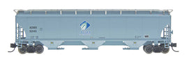 HO Scale Trinity 5161 Cubic Foot Covered Hopper - Ready to Run -- Archer-Daniels-Midland (gray, blue, Leaf Logo)