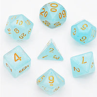 Cyan Silk Transluscent Polyhedral Dice Set (7)