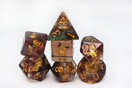 Glitter Gearwheel Polyhedral Dice Set (7)