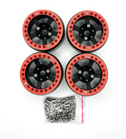 1.9" Alum. Beadlock Rims (4 pc) BLACK W/RED RIMS