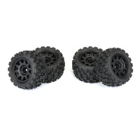 Badlands MX 1.85" All-Terrain Truck Tires (4) Mounted on Raid Black 12mm Hex Wheels for Granite GROM 4x4 Front or Rear