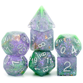 Green and Purple Seabed Treasure Polyhedral Dice Set (7)