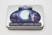 Metal Moonlit Lantern: Silvered Voidfire Polyhedral Dice Set (7)