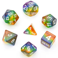 Rainbow Transluscent Polyhedral Dice Set (7)