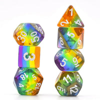 Rainbow Transluscent Polyhedral Dice Set (7)