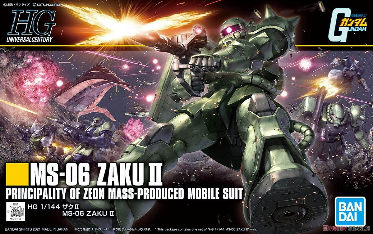 HGUC MS-06 Zaku II (1/144 Scale) Plastic Gundam Model Kit| Eugene