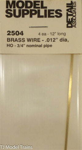 Round Brass Wire pkg(4) -- .012" Diameter (HO Scale 3/4"; N Scale 1-7/8")